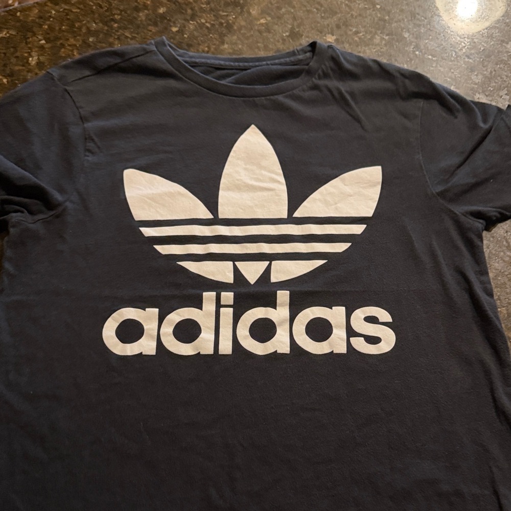 Adidas Men's Black Tee with White Logo